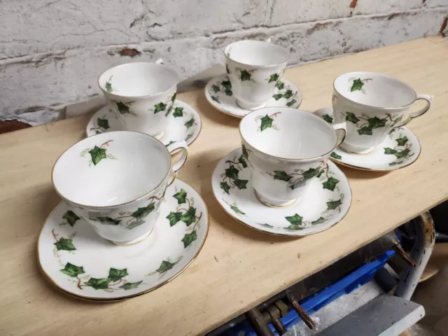 Colclough Ivy Leaf bone china partial set tea cup, saucer, tea plates