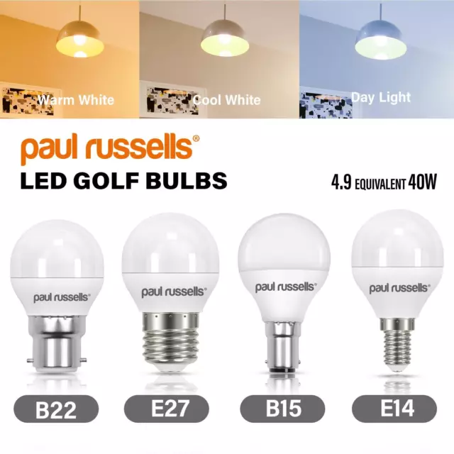 LED Golf Ball Bayonet B22 B15 Screw E27 E14 Warm Cool White Day Light Bulbs 240V