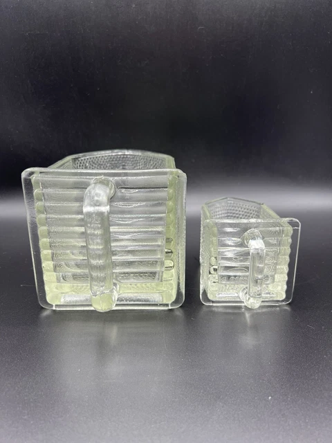 2 Gerrix Poncet Vintage Glass Scoops For Hoosier Cabinet Handled 1930’s 3C &2/3C 3