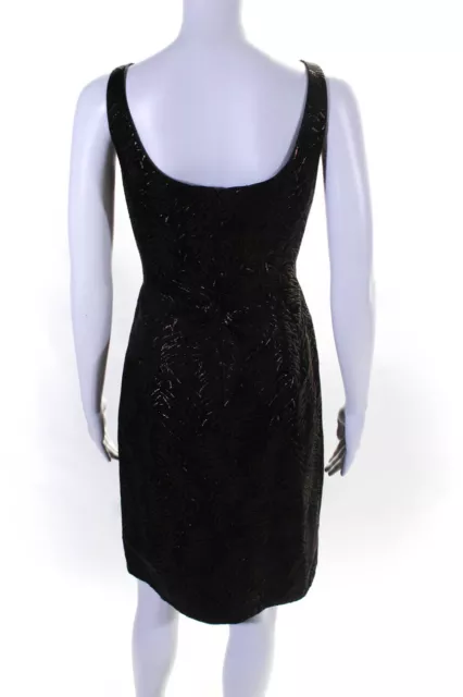 Carmen Marc Valvo Womens Embellished Metallic Jacquard A Line Dress Brown Size 8 3