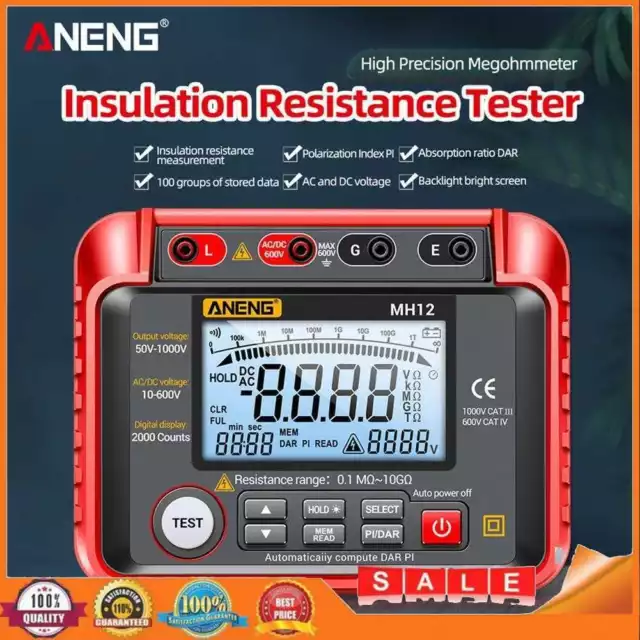 ANENG MH12 Megger Meter Digital Insulation Resistance AC Tester Megohmmeter