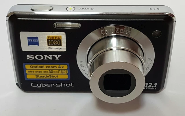 Sony Cyber-Shot Steadyshot DSC-W210 12.1MP Digital Camera Black Tested w/Battery