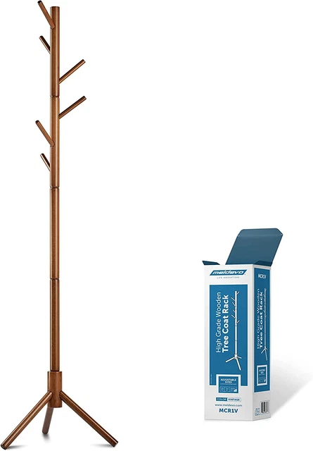 Wooden Tree Coat Rack Stand, 6 Hooks - Super Easy Assembly NO Tools Required - 3