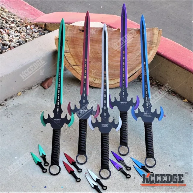 29.75" HERO EDGE FANTASY SWORD + 2  Knives DUAL BLADE Technicolor KATANA