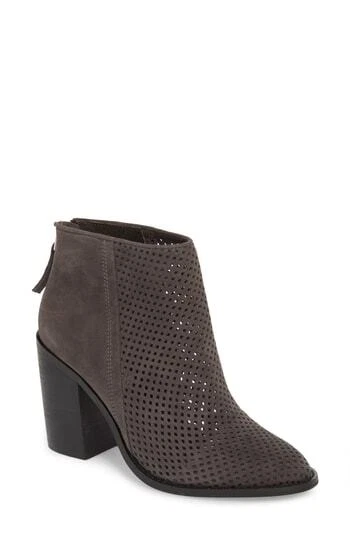 Women's Steve Madden Rumble Perforated Bootie,  - Black, grey suede, Size 8.5