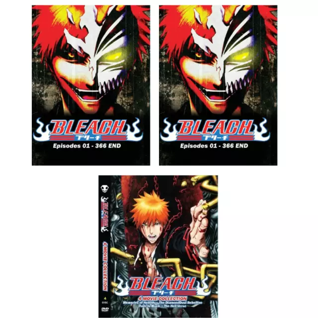 DVD Anime Bleach Complete Series Vol 1-366 + 4 Movies English Audio Box Set