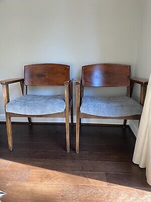 Pair of 1960s vintage Boling Chair Co. mid-century modern solid wood armchairs