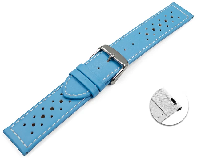 Bracelet De Montre HERMÈS En Cuir De Veau Bleu - Largeur 18 Mm (16 Mm à La Boucle), Occasion