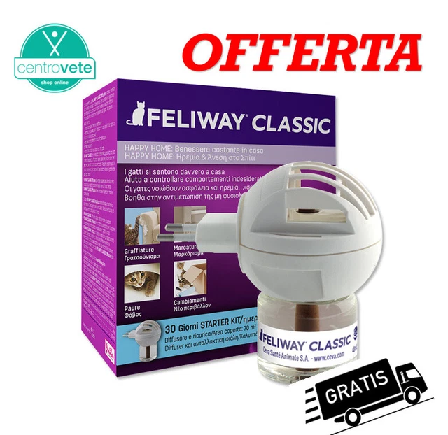 FELIWAY CLASSIC GATTO --> Diffusore con ricarica 48 ml / Rassicura  GATTI a casa