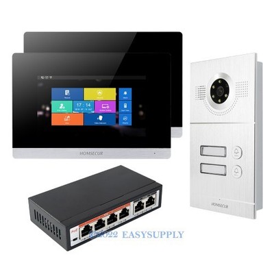 Homsecur 7" PoE Main Libre Système Interphone Portier Vidéo 1.0MP avec Message Vocal 