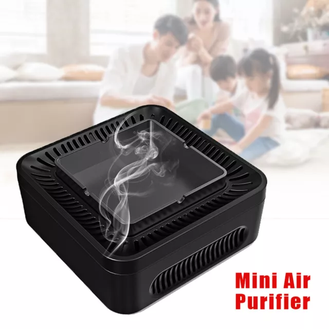 Black Smokeless Ashtray  Filter Absorbs Smoke Odor-Eliminator Office