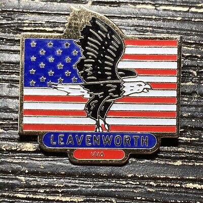 Leavenworth Eagle American Flag Collectible Pin Lapel EUC K94