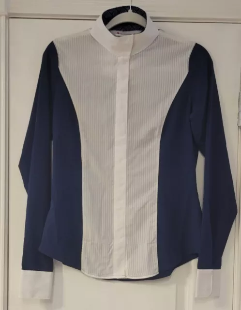 RJ Classics Prestige Windsor Navy White Long Sleeve Equestrian Show Shirt NWT 2