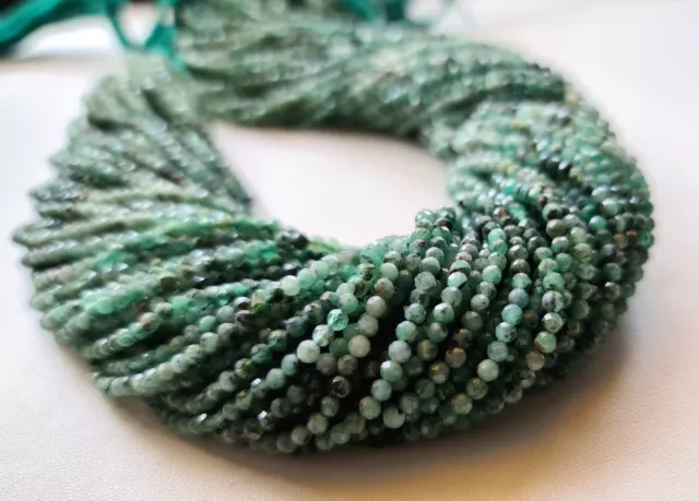 2.5 mm Emerald Faceted Rondelles Natural Shaded emerald Beads For Necklace