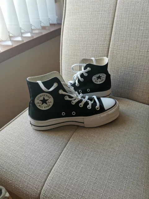 CONVERSE BLACK HI TOP Lift Platform Trainers 4.5 uk thick sole