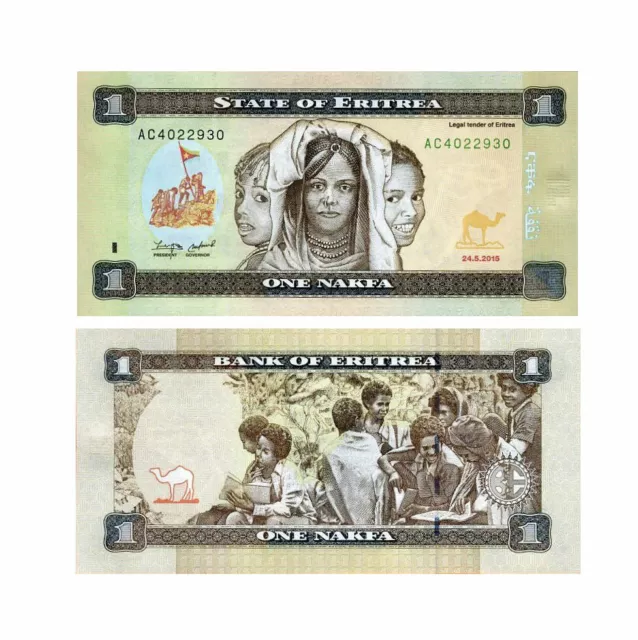 Eritrea (Érythrée) Billets de Banque 1 Nakfa 2015 Unz Unc. Le Grand Mint-Shop