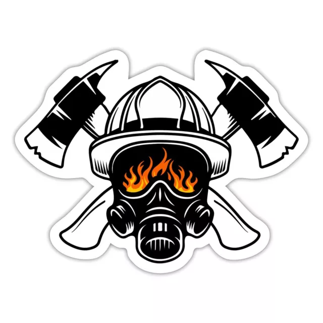 Feuerwehrhelm Mit Atemschutz Und Gekreuzten Äxten Aufkleber Sticker