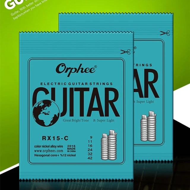 Orphee Colourful Electric Guitar Strings Hexagonal Carbon Steel Versatile Sound