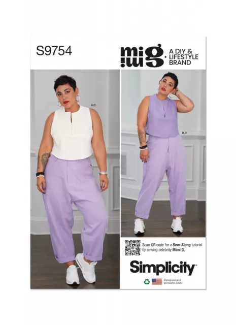 Simplicity NÄHMUSTER S9754 Misses' Racerback Top & Cargohose/Hose