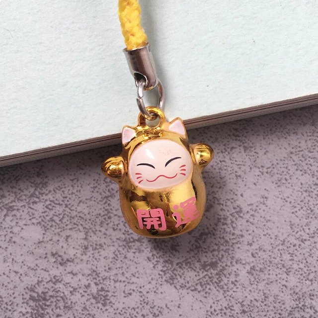 Lucky Cat Keychain Cute Cartoon Metal Bell Car Bag Pendant Keychains Lanyard -wf 2