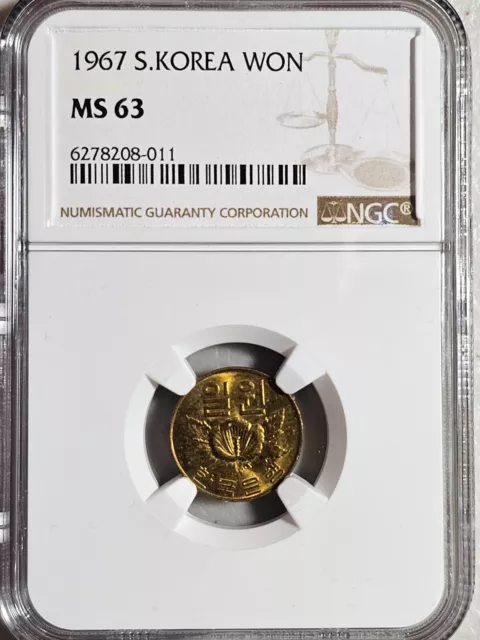 South Korea 1 Won 1967 NGC MS 63