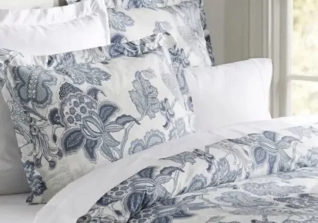 Pottery Barn Paige Palampore Duvet Cover Blue Full/Queen Floral Bird NWT