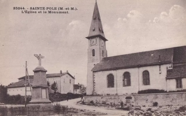 Antique postcard SAINTE-POLE Meurthe et M church & monument