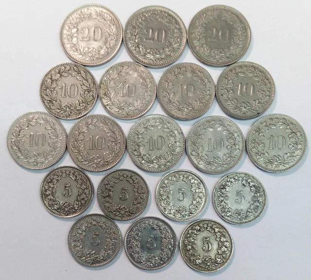 Suisse - Lot pièces monnaie