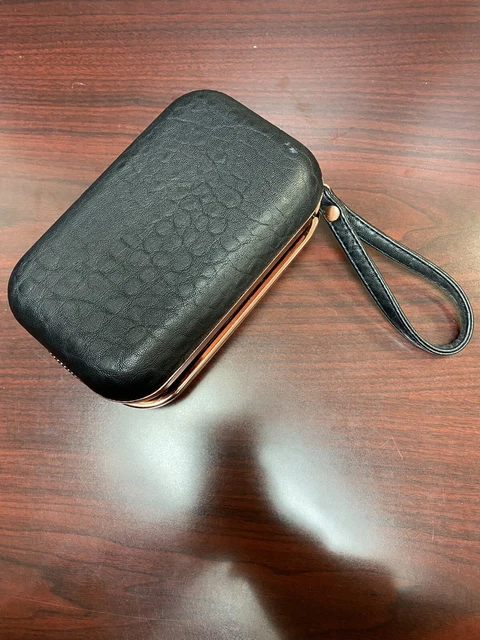 Street Level Black & Rose Gold Zip Around Clutch + Crossbody