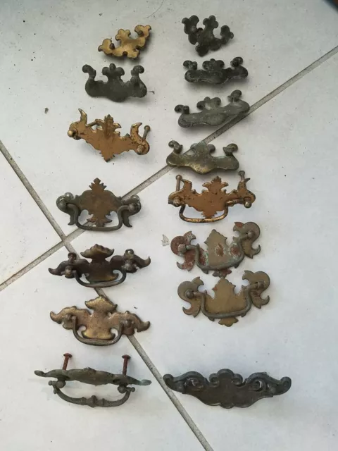 15 Vintage door pull Cabinet handle Brass ornate drawer Furniture Knob