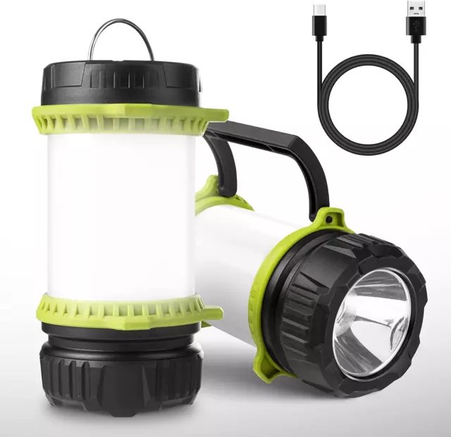 LED Camping Lantern Rechargeable, Flashlight with 500LM, 5 Light Modes, 2600Mah