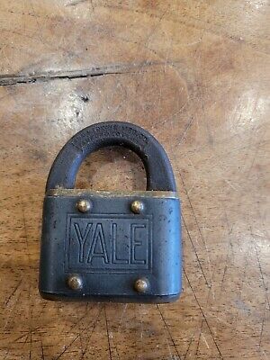 Vtg Antique Yale & Towne Brass Lock Padlock U.S.A. Logo Stamford CT No Key