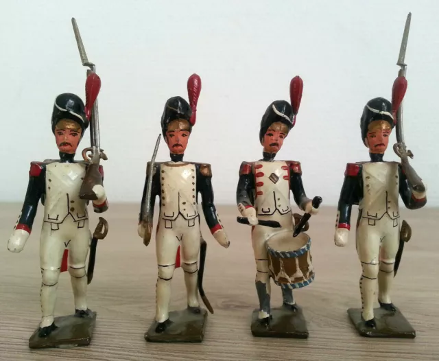 4 anciens SOLDATS DE PLOMB CBG MIGNOT Grenadiers Garde Impériale 1er Empire