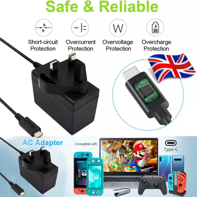 For Nintendo Switch Mains Adaptor / Adapter Charger Plug Fast Charging Power