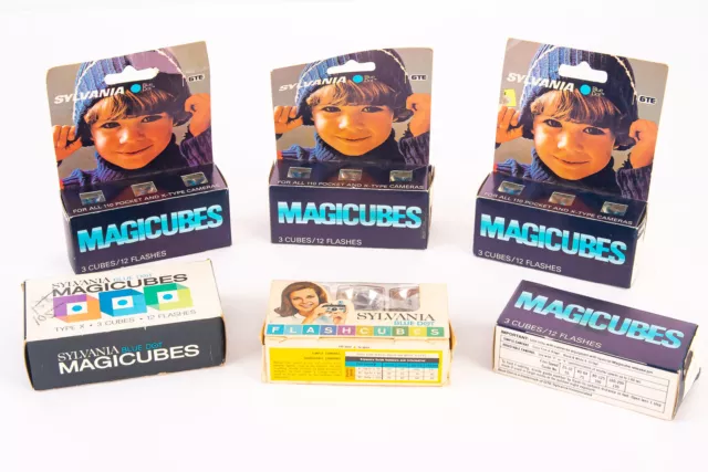 Vintage Sylvania Blue Dot Flashcubes 6 Packages 18 Cubes 54 Flashes V16