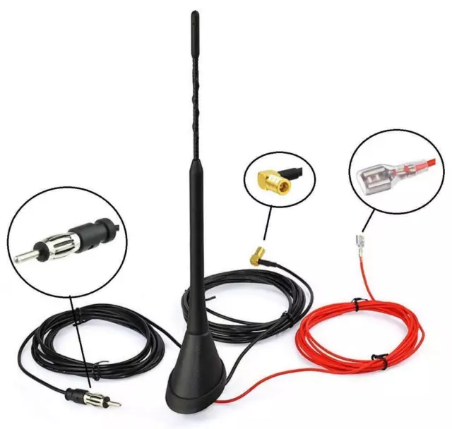 Universal Roof Mount Active Amplified DAB + FM Radio Car Aerial Antenna Mast