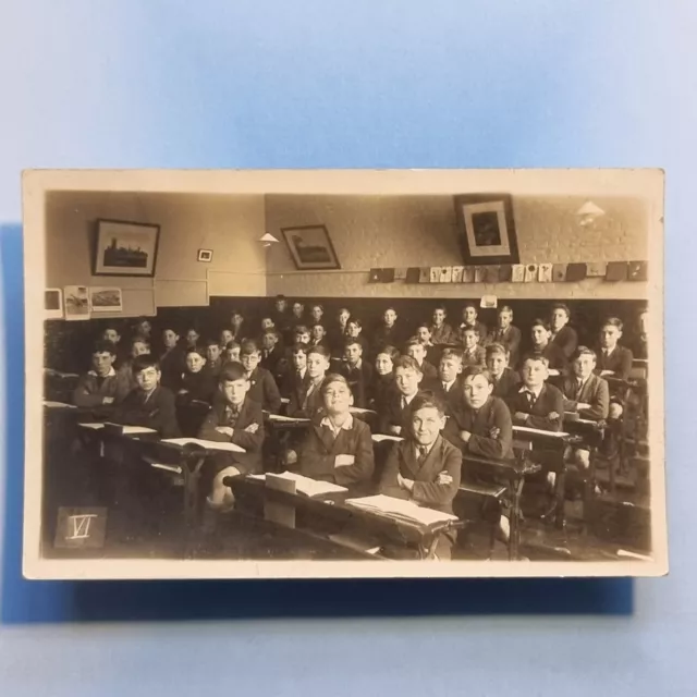 East End Collection Postcard 1920 Real Photo Primary School Class Group London