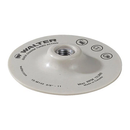 WALTER SURFACE TECHNOLOGIES 15M145 Turbo Qc,Back Pad,4-1/2"x5/8"-11" White