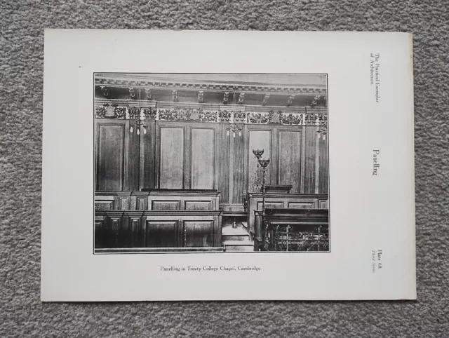 Verkleidung in Trinity College Kapelle, Cambridge - antiker Druck - 1928