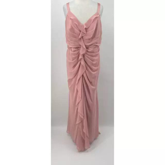 Vera Wang White Label Gown Ruffled Front Maxi Sleeveless Blush Pink Womens 22 3