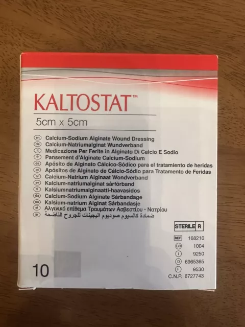 Kaltostat Calcium Sodium Alginate Sterile Wound Dressing 5cm x 5cm (x10)