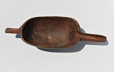 1800's Antique Tribal Carved Wood Ceremonial or Shaman Bowl with Spout & Handle