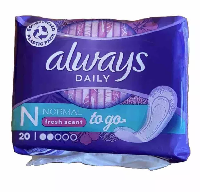 Always Daily Normal To Go Fresh Scent Panty Liners BNIB Free UK P&P