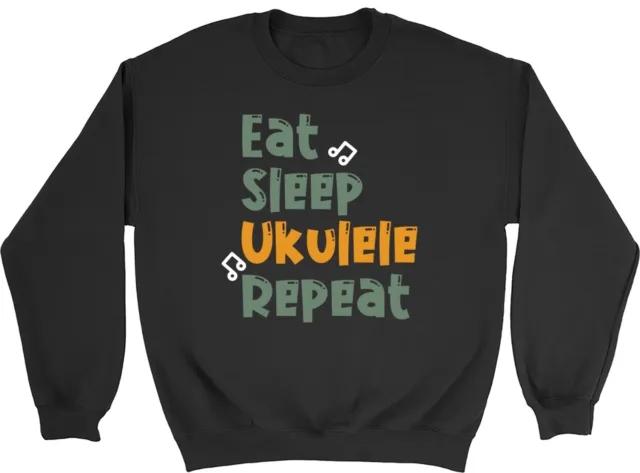 Eat Sleep Ukulele Sweatshirt Mens Womens Uke Strings Instrument Guitar Jumper