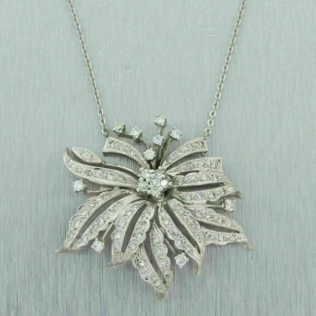 Royal Antique Style Wedding Victorian Pendant 14K White Gold Over 2.7 Ct Diamond