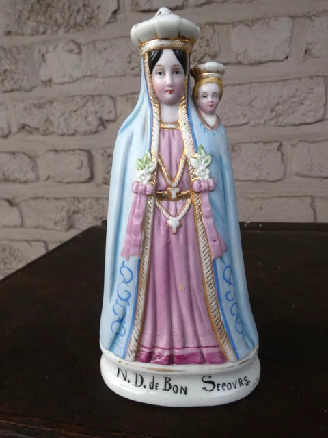 ANTIQUE PORCELAIN STATUE notre dame bonsecours madonna £127.92 ...