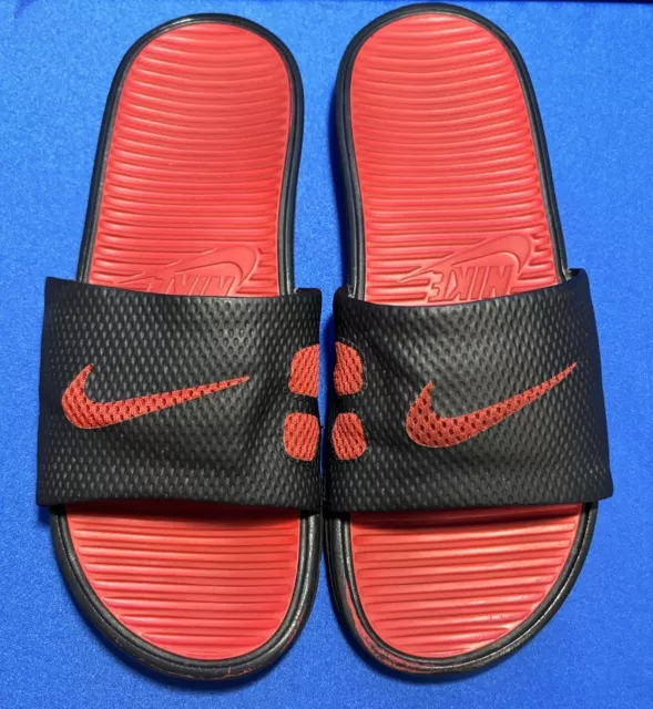 Mens Nike Benassi Solarsoft Slides Sandals Black Sport Red 431884-011 Size 10