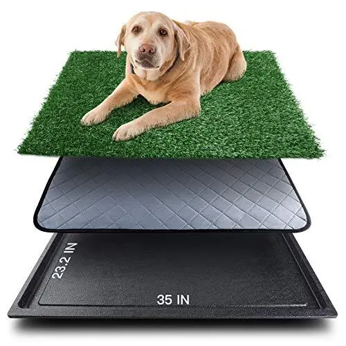 Upgrade Large Dog Grass Pad with Tray (35inX23.2in), Artificial Grass Mats Wa...