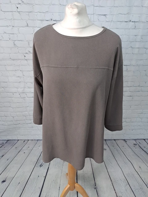 Elitzia Grey Round Neck 1/2 Sleeve Blouse Womens Size 14 (BC11)