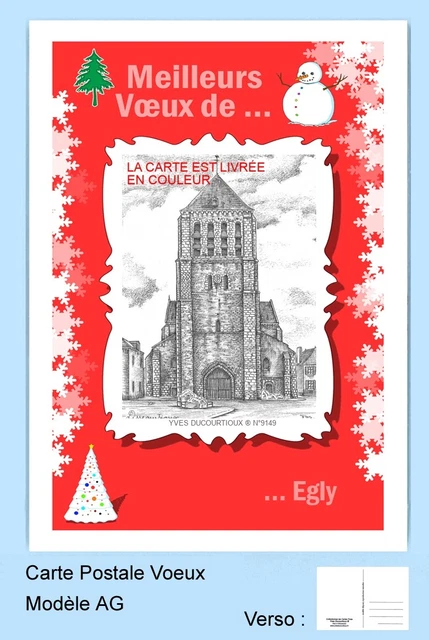 Cp Ag 91049 Carte Postale Voeux Fond Rouge 91 Egly